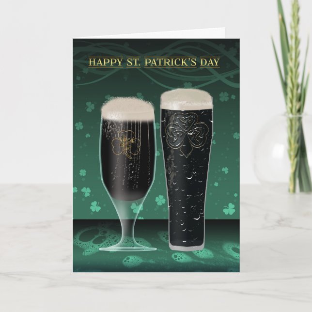 Cartão St. Patrick's Day Card Two Pints of Irish Beer (Frente)