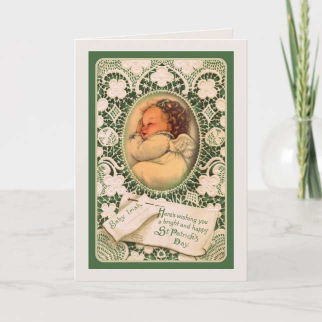 Cartão St. Patrick's Day Card w/angel & verse (Frente)