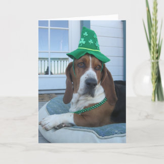 Cartão St. Patrick's Day Card with Basset Hound