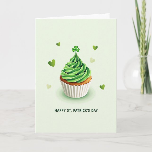 Cartão St Patricks Day Cupcake Card (Frente)