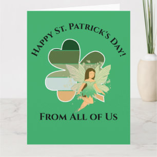 Cartão St. Patrick's Day Distressed Shamrock Irish Fairy