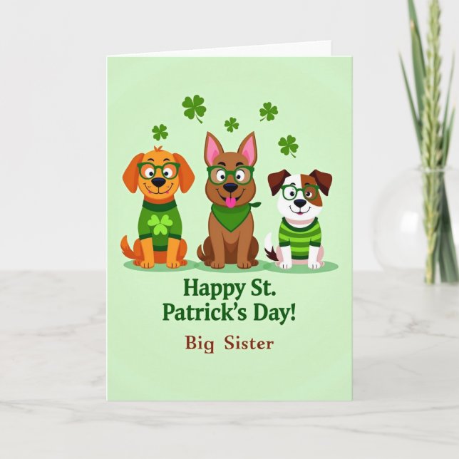 Cartão St Patricks Day Dogs Vector Art Card (Frente)