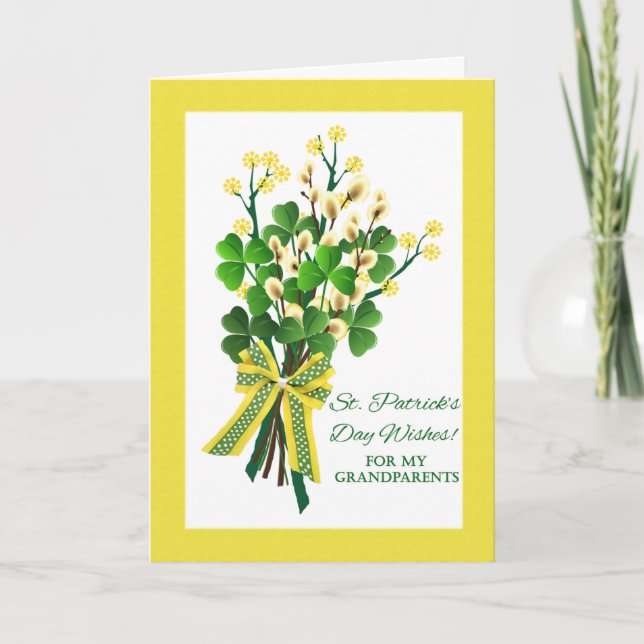 Cartão St. Patrick's Day for Grandparents with Shamrocks (Frente)