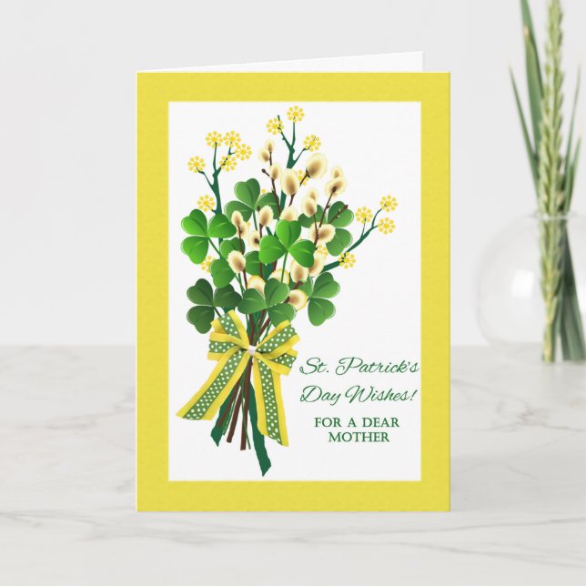 Cartão St. Patrick's Day for Mother with Shamrock Bouquet (Frente)