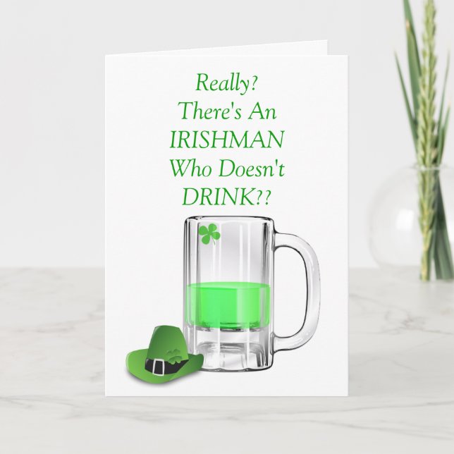 Cartão St. Patrick's Day Funny Irishman Alcohol Drinking  (Frente)