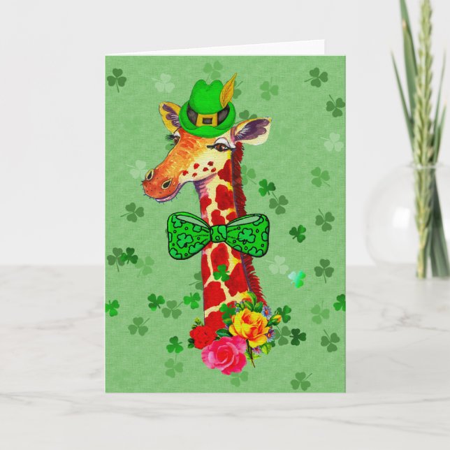 Cartão St. Patrick's Day Giraffe (Frente)