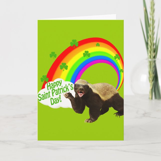 Cartão St. Patrick's Day Honey Badger (Frente)