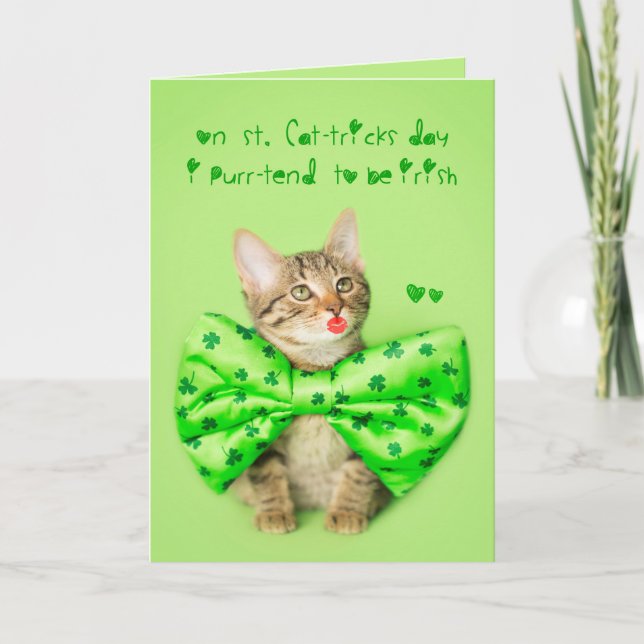 Cartão St. Patricks Day Kitten Kisses (Frente)