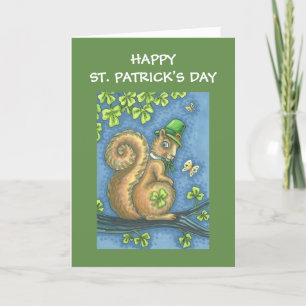 CARTÃO ST. PATRICKS DAY LEPRECHAUN SQUIRREL GREETING CARD