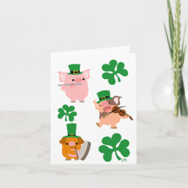 Cartão St Patrick's Day little musicians notecard