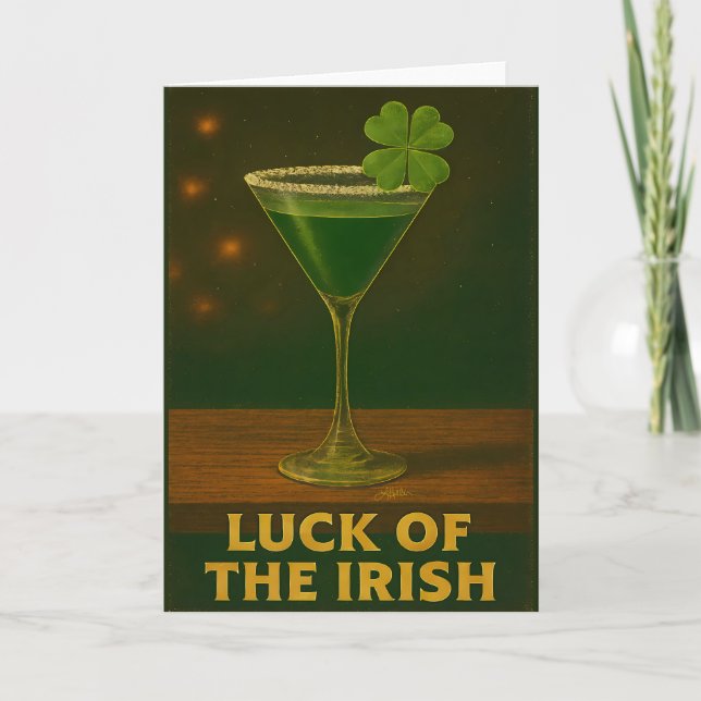 Cartão St. Patrick's Day Luck Of The Irish Clover Martini (Frente)