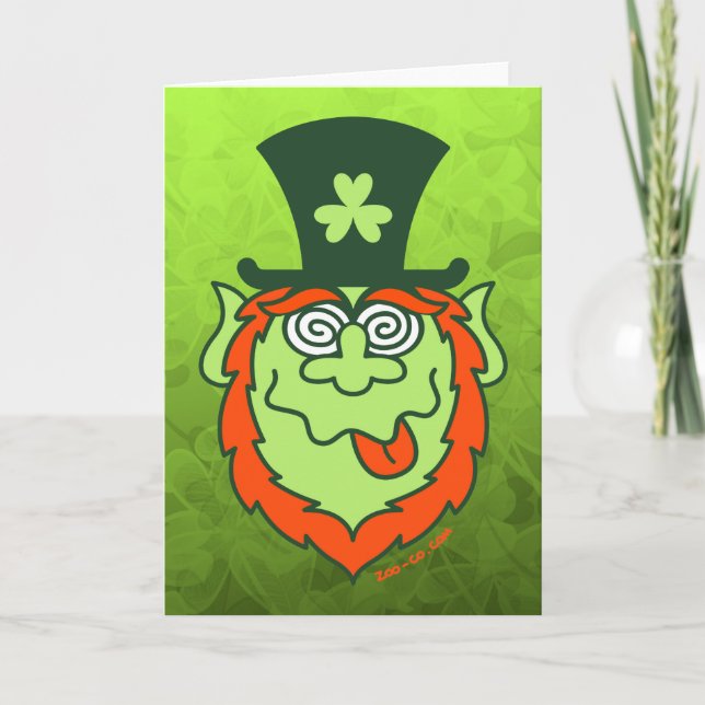 Cartão St Patrick's Day Mad Leprechaun (Frente)