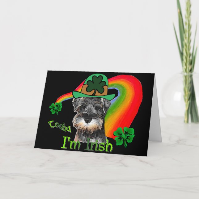 Cartão St. Patricks Day Mini Schnauzer (Frente)