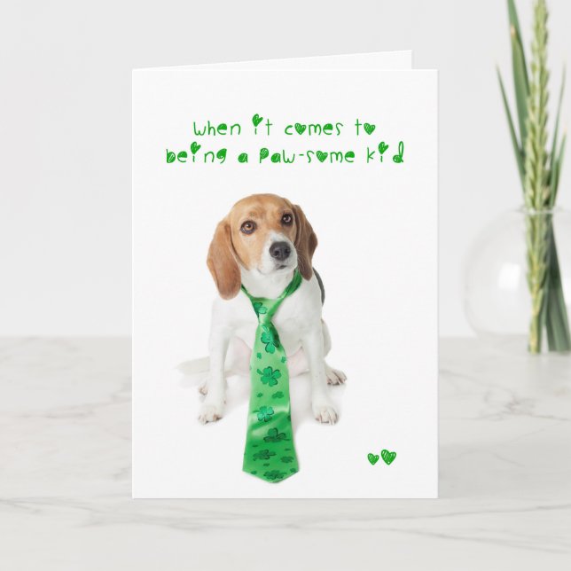 Cartão St Patricks Day Pawsome Kid Beagle (Frente)