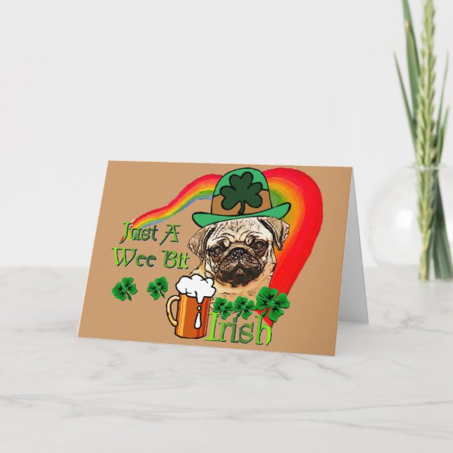Cartão St. Patrick's Day Pug (Frente)