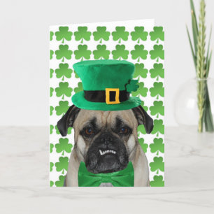 Cartão St Patrick's Day Pug Greeting Card