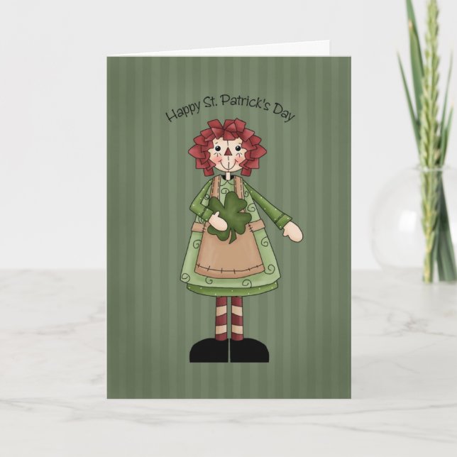 Cartão St. Patrick's Day Raggedy Doll (Frente)