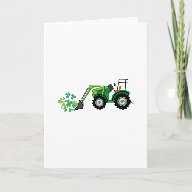 Cartão St. Patrick's Day Shamrocks Tow Truck For Boy Kids (Frente)