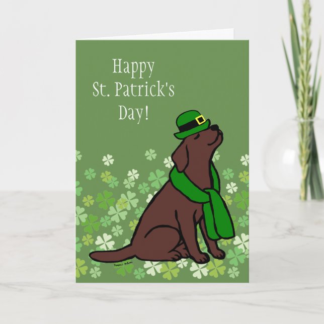 Cartão St. Patrick's Day Stylish Chocolate Labrador Card (Frente)