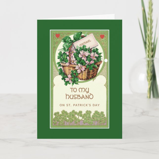Cartão St. Patrick's Day to Husband Religious Shamrocks (Frente)