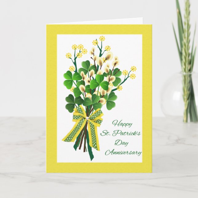 Cartão St. Patrick's Day Wedding Anniversary Shamrocks (Frente)