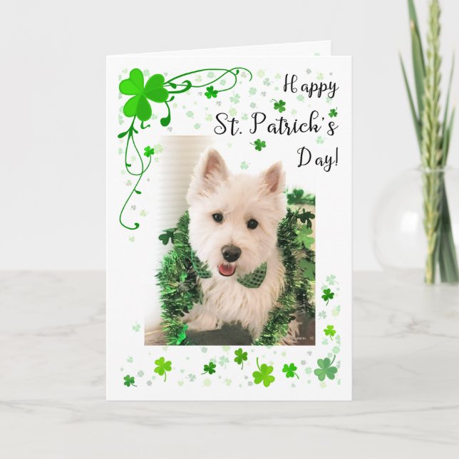 Cartão St. Patrick's Day Westie Good Health And Happiness (Frente)