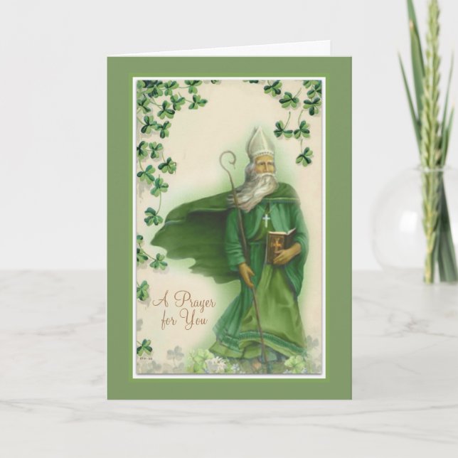Cartão St. Patrick's Day with Prayer and Blessing (Frente)