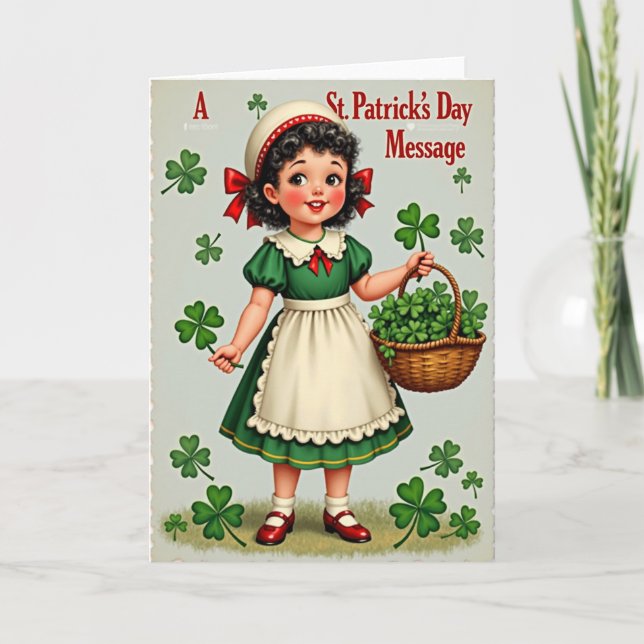 Cartão St Patricks Girl Glitter Texture Card (Frente)