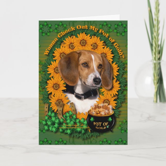 Cartão St Patricks - Pot of Gold - Beagle (Frente)
