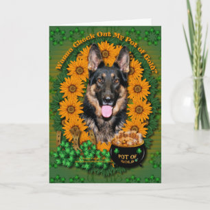 Cartão St Patricks - Pot of Gold - German Shepherd - Kuno