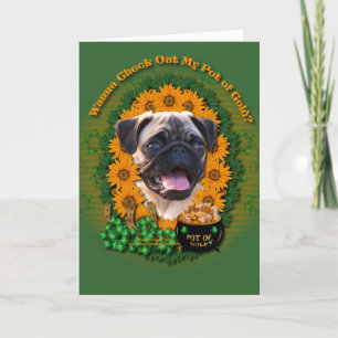 Cartão St Patricks - Pot of Gold - Pug