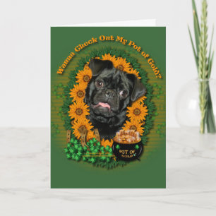 Cartão St Patricks - Pot of Gold - Pug - Ruffy