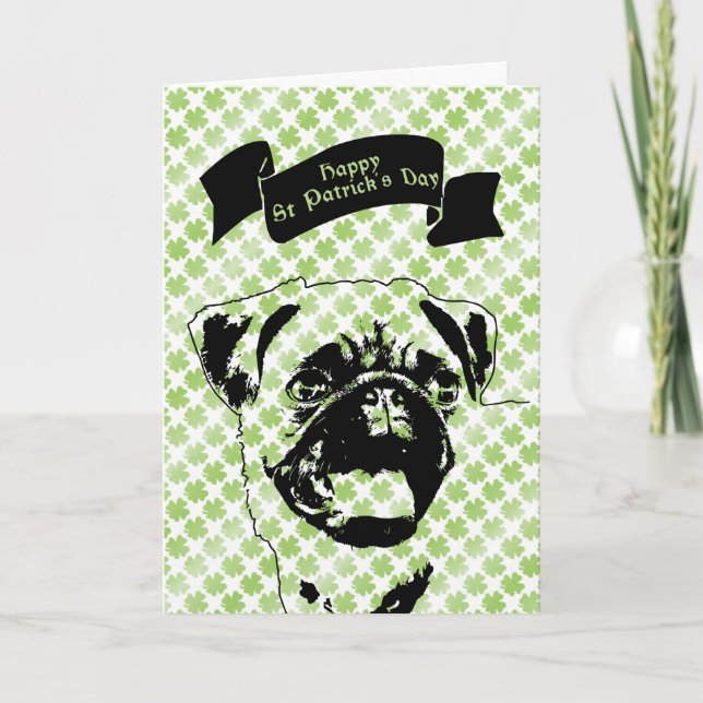 Cartão St Patricks - Pug Silhouette (Frente)