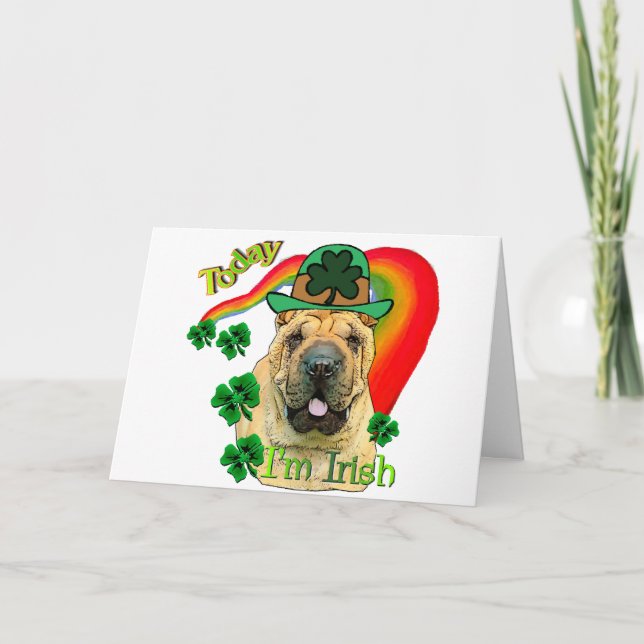 Cartão St. Pattys de Shar-pei do chinês (Frente)