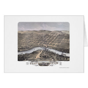 Cartão St Peter, mapa panorâmico do manganês - 1870