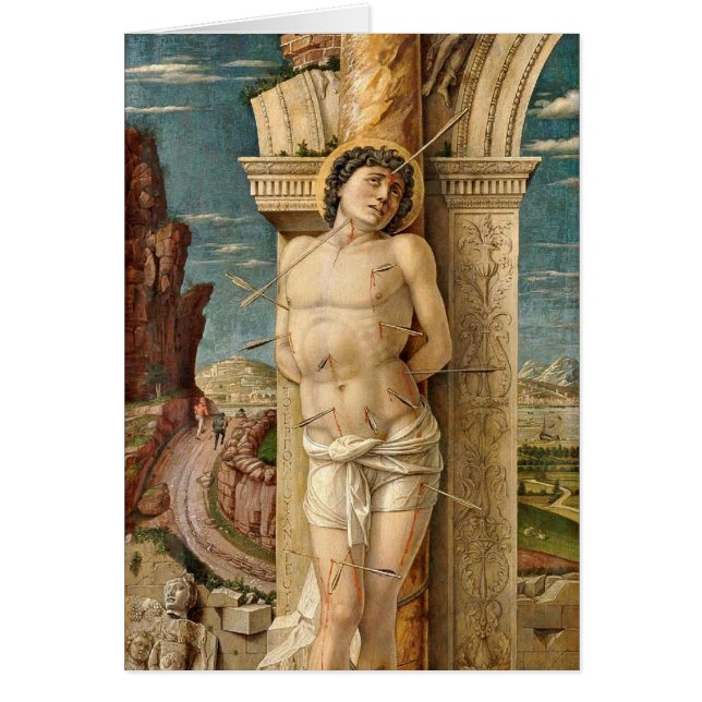 Cartão St. Sebastian por Andrea Mantegna (Frente)