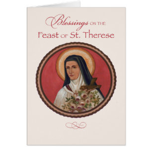 Cartão St. Therese de bênçãos do dia de banquete de