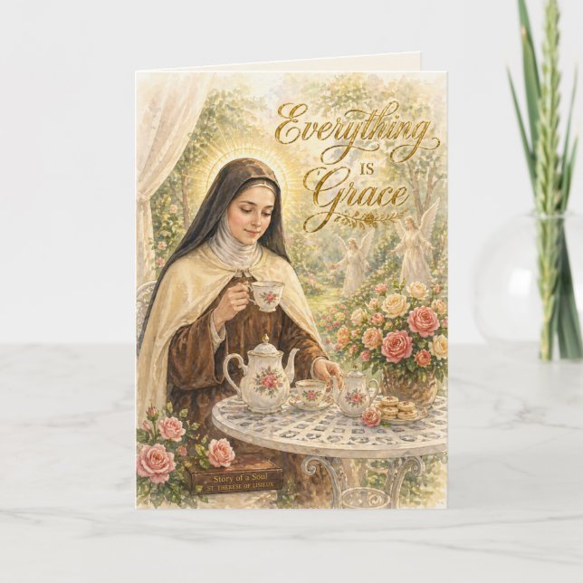 Cartão St Therese Everything is Grace Catholic  (Frente)