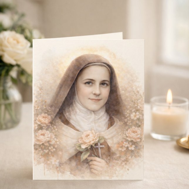 Cartão St. Thérèse of Lisieux Roses Scripture  (Criador carregado)