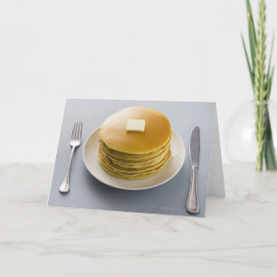 Cartão Stack of pancakes with butter on a plate
