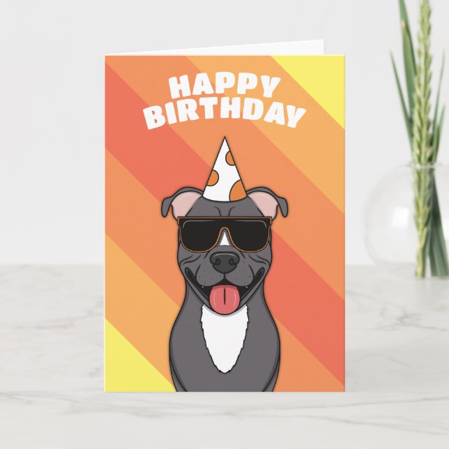 Cartão Staffordshire Bull Terrier Dog Birthday Card (Frente)