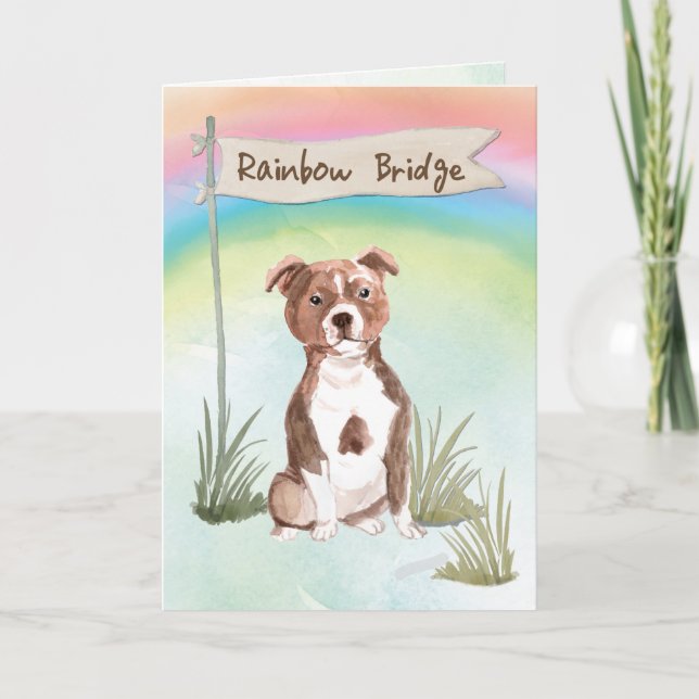 Cartão Staffordshire Bull Terrier Pet Sympathy Rainbow (Frente)