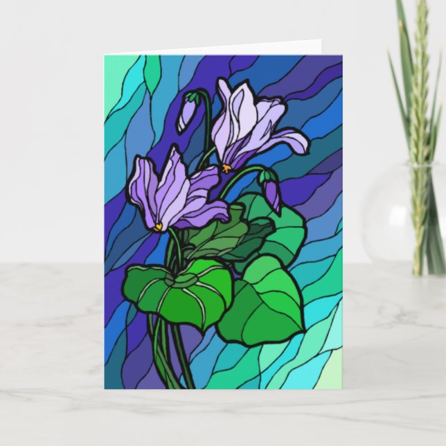 Cartão Stain Glass Purple Flower Card (Frente)