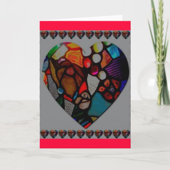 Cartão stained glass heart greeting card (Frente)