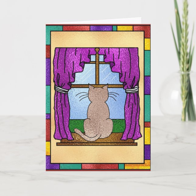 Cartão Stained Glass Kitty (Frente)
