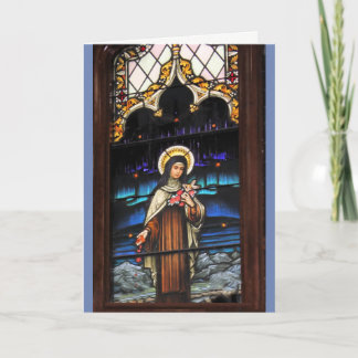 Cartão Stained Glass look Catholic Saint Therese
