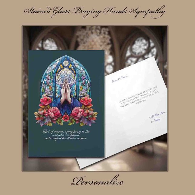 Cartão Stained Glass Praying Hands Sympathy (Criador carregado)