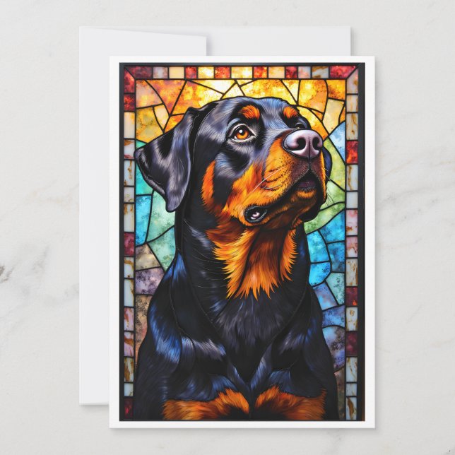 Cartão Stained Glass Style Rottweiler Dog (Frente)