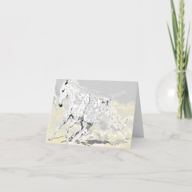 Cartão Stallion White da Placa de Nota em Movimento (Frente)