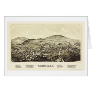 Cartão Stamford, mapa panorâmico de NY - 1890